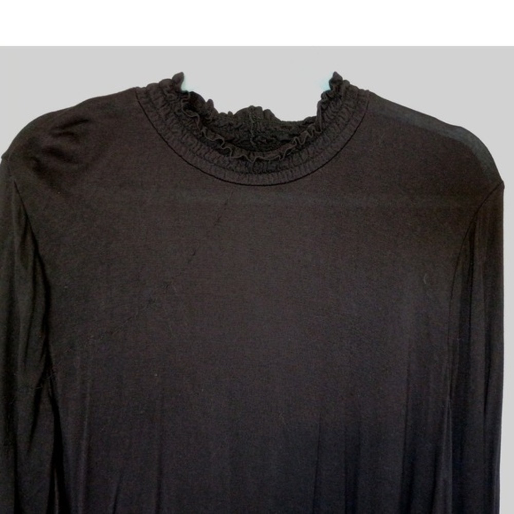 Lane Bryant Black Ruffle Mock Neck High-Low Swing Top Long Sleeve Plus 18/20 - Picture 4 of 8